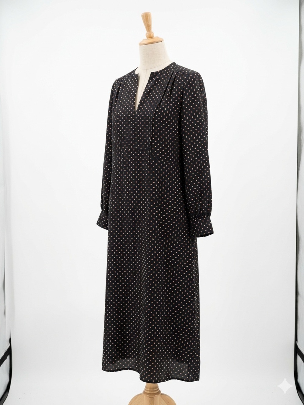 A.P.C. Rue Madame Paris 100% Silk Seaka Geometric Midi Dress 34 FR XS Unlined
